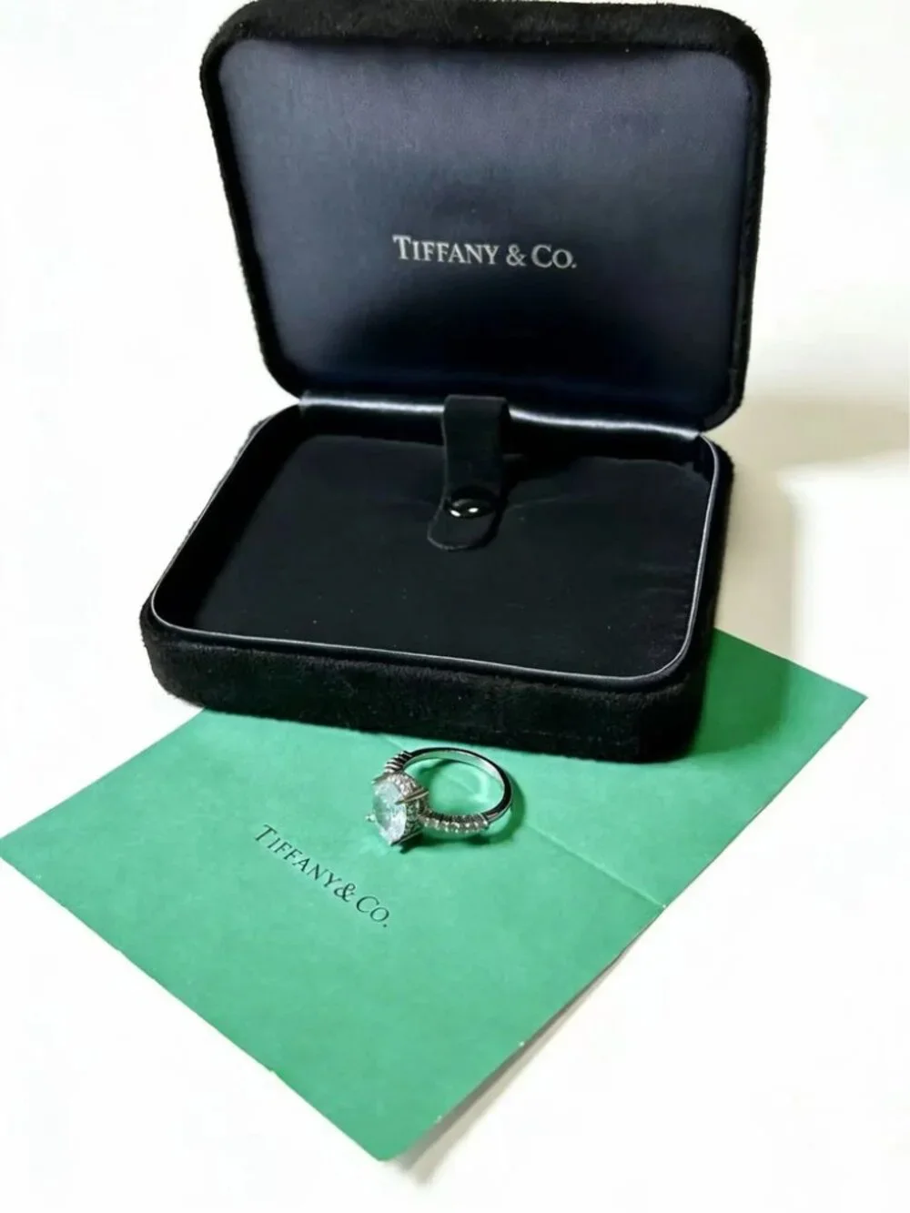 Tiffany & Co. Oval Center Stone and Side Stone Ring